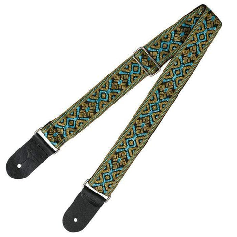XTR Vintage Blue/Gold Tapestry Pattern Guitar Strap